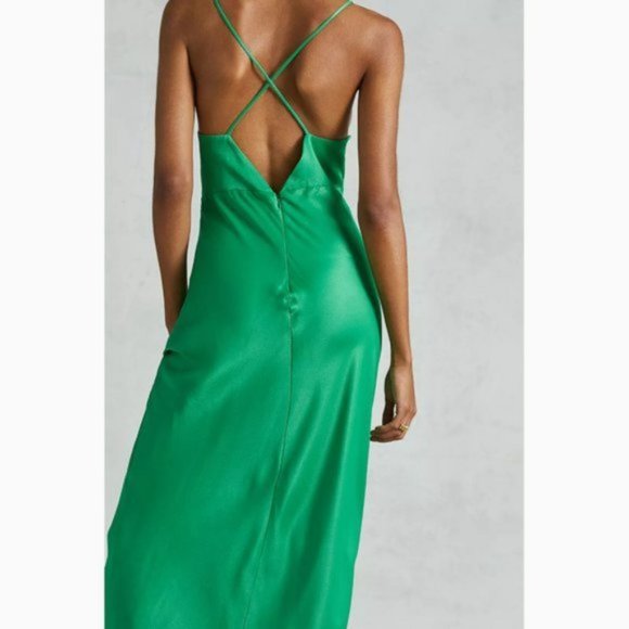 Anthropologie Cowl Neck Slip Maxi Dress Sz 8 Kelly Green - Picture 4 of 5